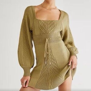 Free People Olive Knit Sweater Dress